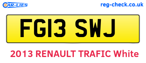FG13SWJ are the vehicle registration plates.