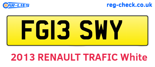 FG13SWY are the vehicle registration plates.