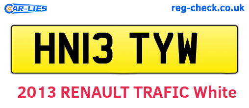 HN13TYW are the vehicle registration plates.