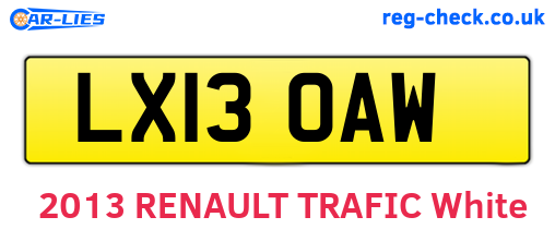 LX13OAW are the vehicle registration plates.