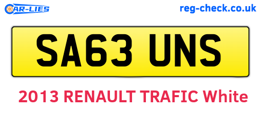 SA63UNS are the vehicle registration plates.