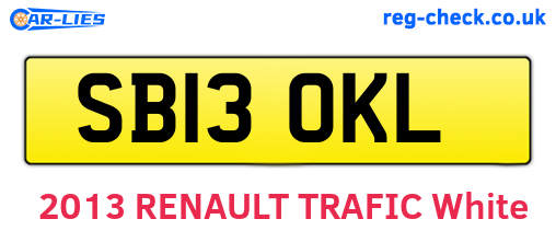 SB13OKL are the vehicle registration plates.