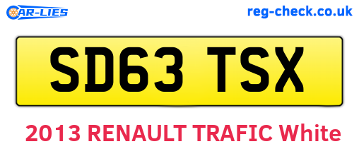 SD63TSX are the vehicle registration plates.