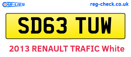 SD63TUW are the vehicle registration plates.