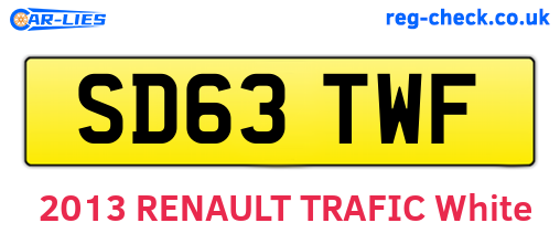 SD63TWF are the vehicle registration plates.