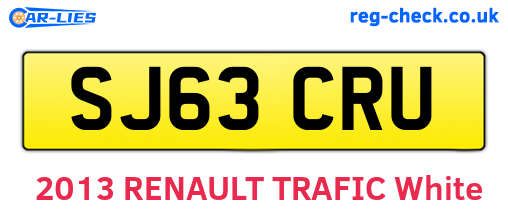 SJ63CRU are the vehicle registration plates.