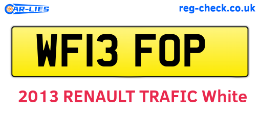WF13FOP are the vehicle registration plates.