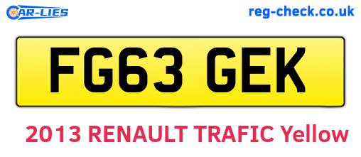 FG63GEK are the vehicle registration plates.