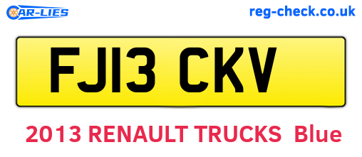 FJ13CKV are the vehicle registration plates.