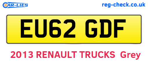 EU62GDF are the vehicle registration plates.