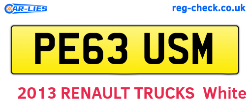 PE63USM are the vehicle registration plates.