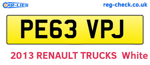PE63VPJ are the vehicle registration plates.