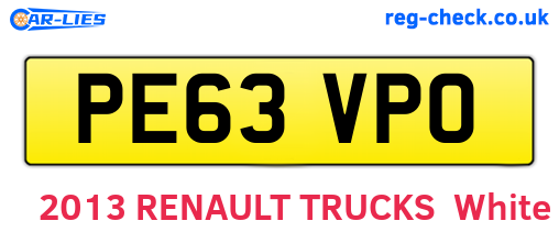 PE63VPO are the vehicle registration plates.