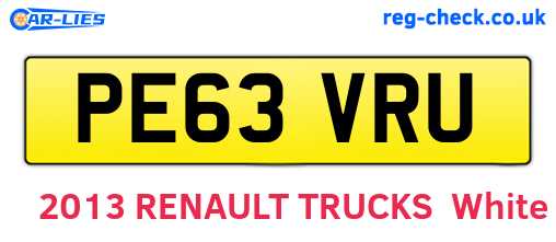 PE63VRU are the vehicle registration plates.