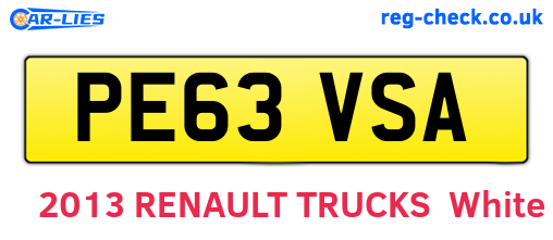 PE63VSA are the vehicle registration plates.