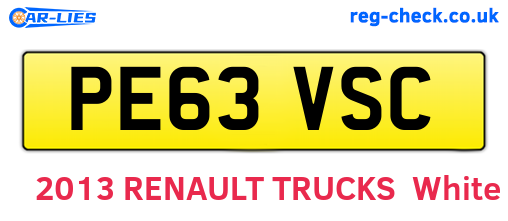 PE63VSC are the vehicle registration plates.