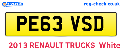 PE63VSD are the vehicle registration plates.