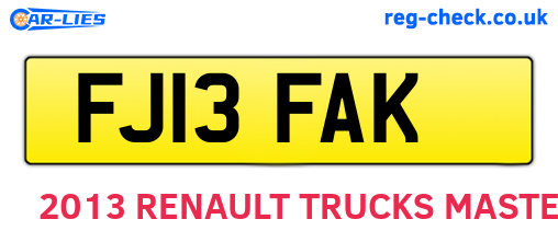 FJ13FAK are the vehicle registration plates.