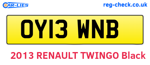 OY13WNB are the vehicle registration plates.