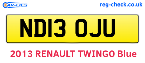 ND13OJU are the vehicle registration plates.