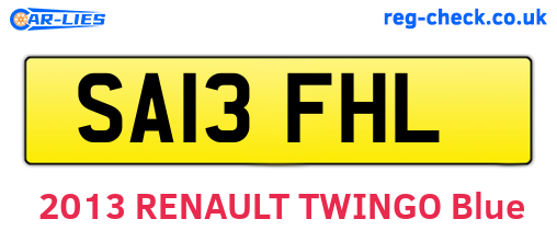 SA13FHL are the vehicle registration plates.