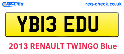 YB13EDU are the vehicle registration plates.