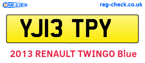 YJ13TPY are the vehicle registration plates.