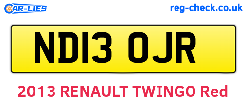 ND13OJR are the vehicle registration plates.