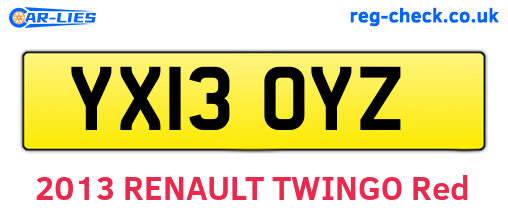 YX13OYZ are the vehicle registration plates.