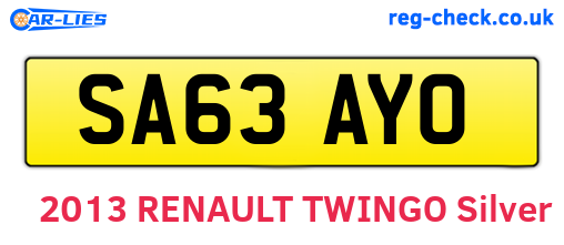 SA63AYO are the vehicle registration plates.