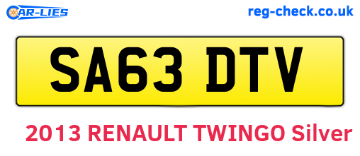 SA63DTV are the vehicle registration plates.