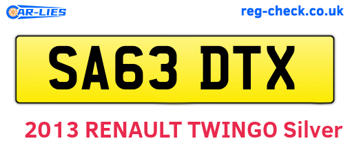 SA63DTX are the vehicle registration plates.