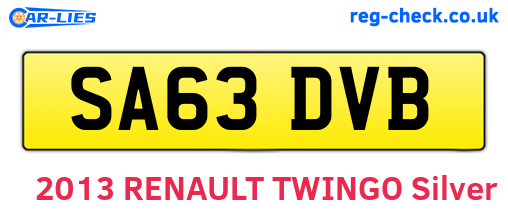 SA63DVB are the vehicle registration plates.