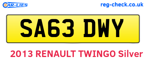 SA63DWY are the vehicle registration plates.