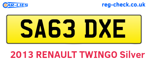 SA63DXE are the vehicle registration plates.