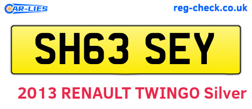 SH63SEY are the vehicle registration plates.