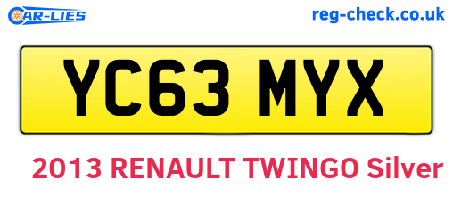 YC63MYX are the vehicle registration plates.