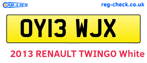 OY13WJX are the vehicle registration plates.