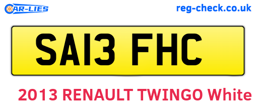 SA13FHC are the vehicle registration plates.