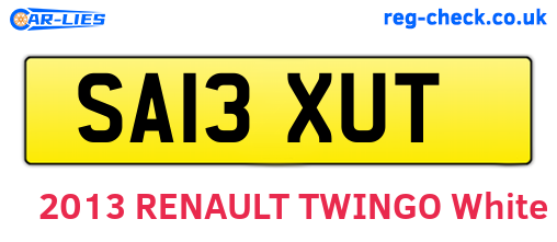 SA13XUT are the vehicle registration plates.