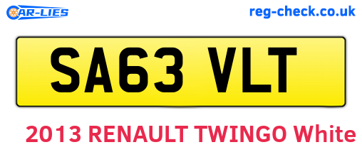 SA63VLT are the vehicle registration plates.