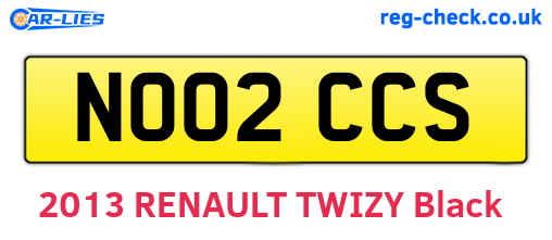 NO02CCS are the vehicle registration plates.