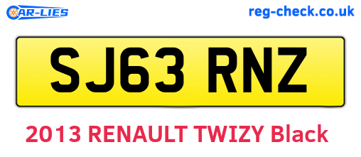 SJ63RNZ are the vehicle registration plates.