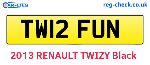 TW12FUN are the vehicle registration plates.