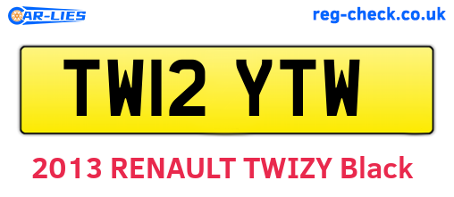 TW12YTW are the vehicle registration plates.