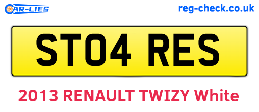 ST04RES are the vehicle registration plates.