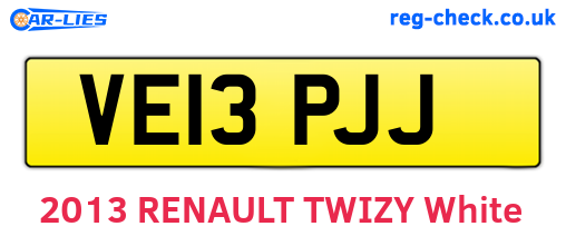 VE13PJJ are the vehicle registration plates.