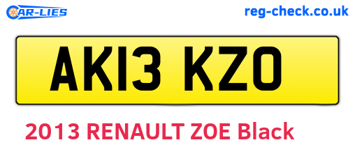 AK13KZO are the vehicle registration plates.