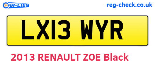 LX13WYR are the vehicle registration plates.