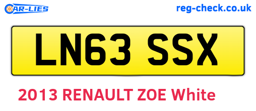 LN63SSX are the vehicle registration plates.